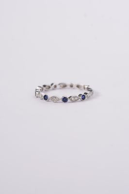 VRA- 14KW 1.7g .30ctw Diamond &amp; Sapphire Stackable Band (size 7)