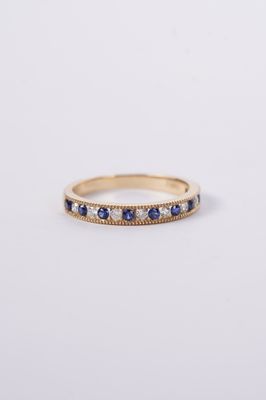 AII- 14KY 2.2g .20ctw Diamond .30ctw Sapphire Stackable Band (7.25)