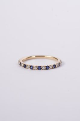 ABN- 14KY 1.7g .20ctw Diamond .30ctw Sapphire Stackable Band (size 7.25)