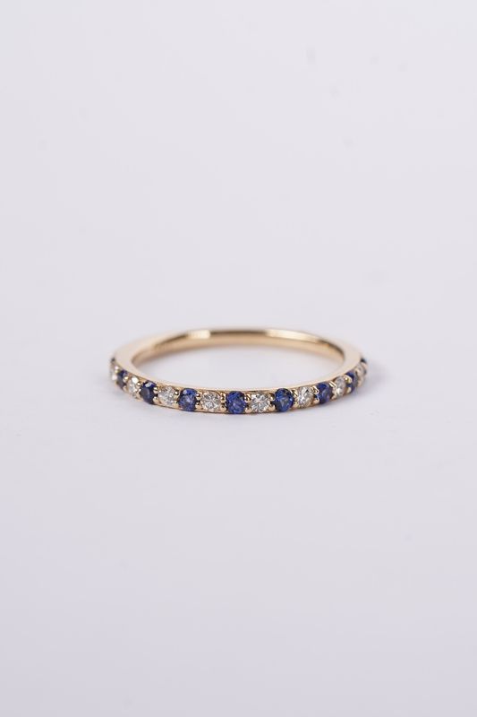 ABN- 14KY 1.7g .20ctw Diamond .30ctw Sapphire Stackable Band (size 7.25)