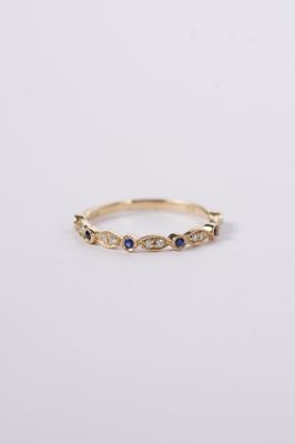 VRT-14KY 1.3g .10ctw Diamond .12ctw Sapphire Stackable Band (size 7)