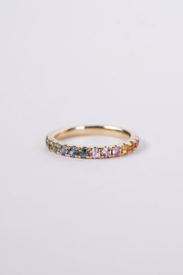 VLL- 14KW 3.1g .82ctw Rainbow Sapphire Stackable Band (size 7)