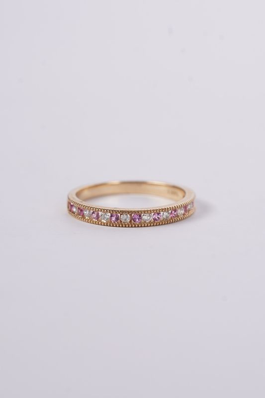 ARN- 14KY 2.09g .16ctw Diamond .20ctw Sapphire Stackable Band (size 7)