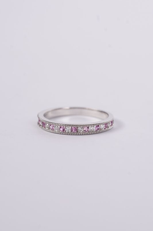 ARN- 14KW 2.2g .16ctw Diamond .20ctw Sapphire Stackable Band (size 7)