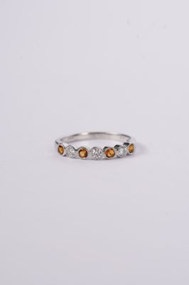 DRA- 14KW 1.8g .22ctw Diamond .25ctw Sapphire Stackable Band (size 6)