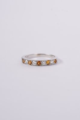 EAI- 14KW 2.2g .27ctw Diamond .30ctw Sapphire Stackable Band (size 6)
