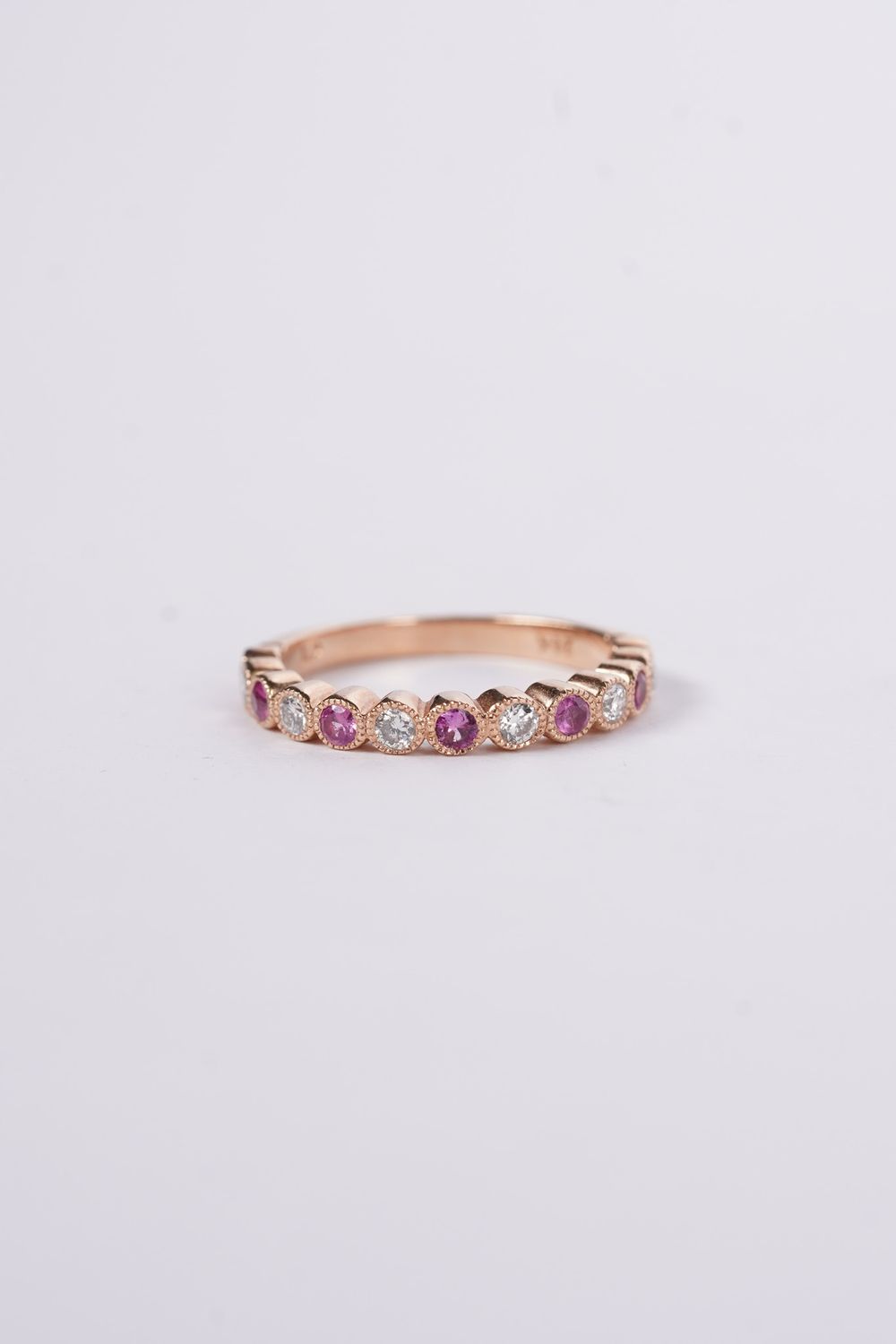 EBA- 14KR 2.4g .32ctw Diamond .35ctw Sapphire Stackable Band (size 6)