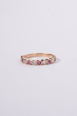 EBA- 14KR 2.4g .32ctw Diamond .35ctw Sapphire Stackable Band (size 6)