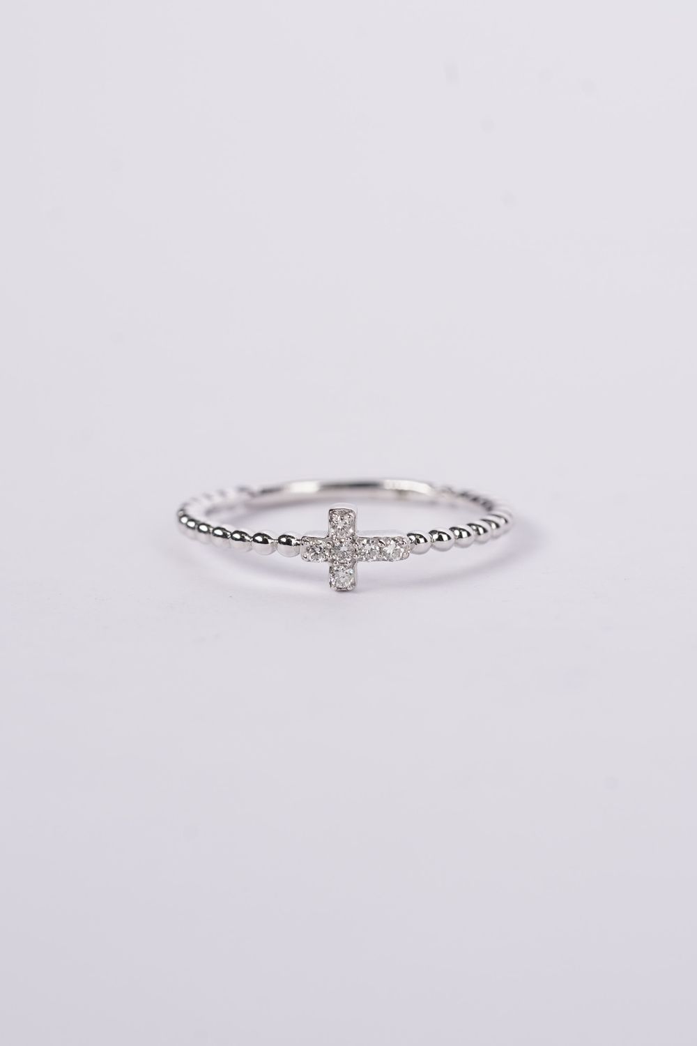 VDN- 14KW 1.45g .08ctw Diamond Beaded Cross Ring (size 7)