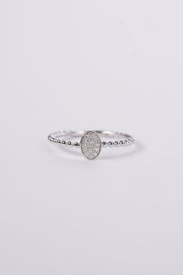 VDI- 14KW 1.64g .10ctw Diamond Beaded Oval Ring (size 7)