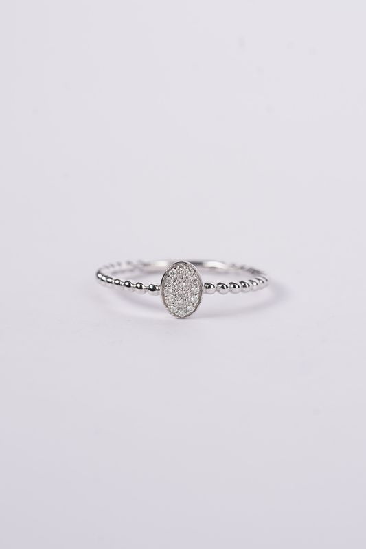 VDI- 14KW 1.64g .10ctw Diamond Beaded Oval Ring (size 7)