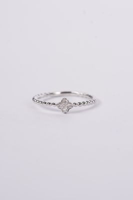 VAD- 14KW 1.54g .08ctw Diamond Beaded Clover Ring (size 7)