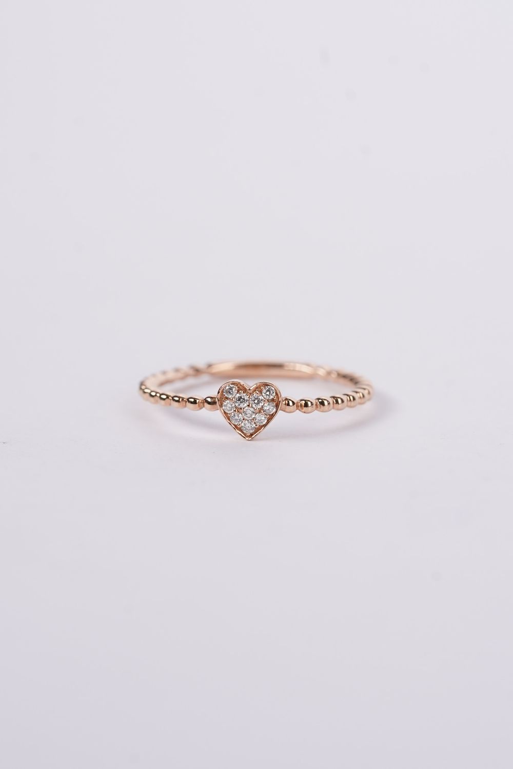 VDN- 14KR 1.4g .07ctw Diamond Beaded Heart Ring (size 7)