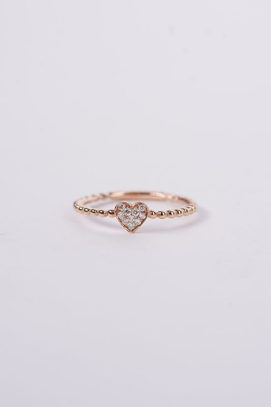 VDN- 14KR 1.4g .07ctw Diamond Beaded Heart Ring (size 7)