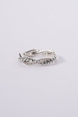VET- Sterling 3.82g .06ctw Diamond David Yurman Infinity Band (size 5.5)