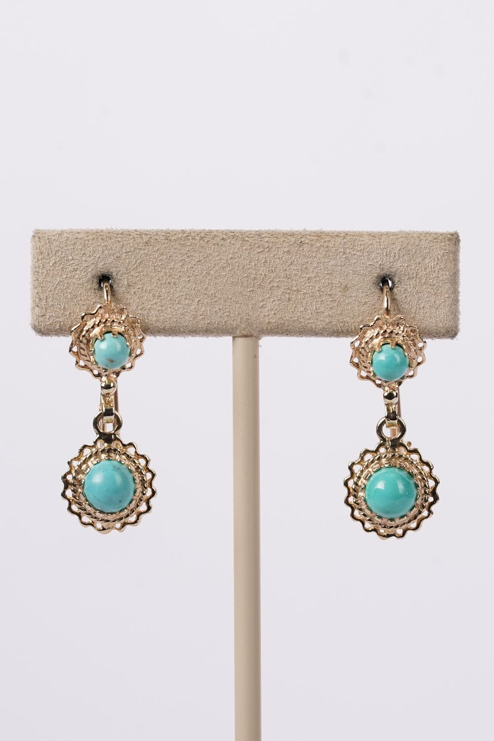 DITX- 14KY 5.4g 2.28ctw Turquoise Dangle Earrings