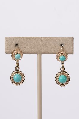 DITX- 14KY 5.4g 2.28ctw Turquoise Dangle Earrings