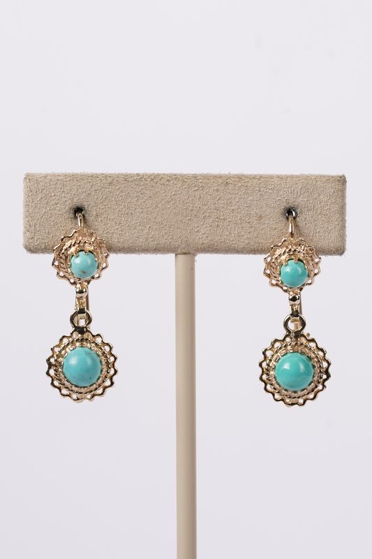 DITX- 14KY 5.4g 2.28ctw Turquoise Dangle Earrings