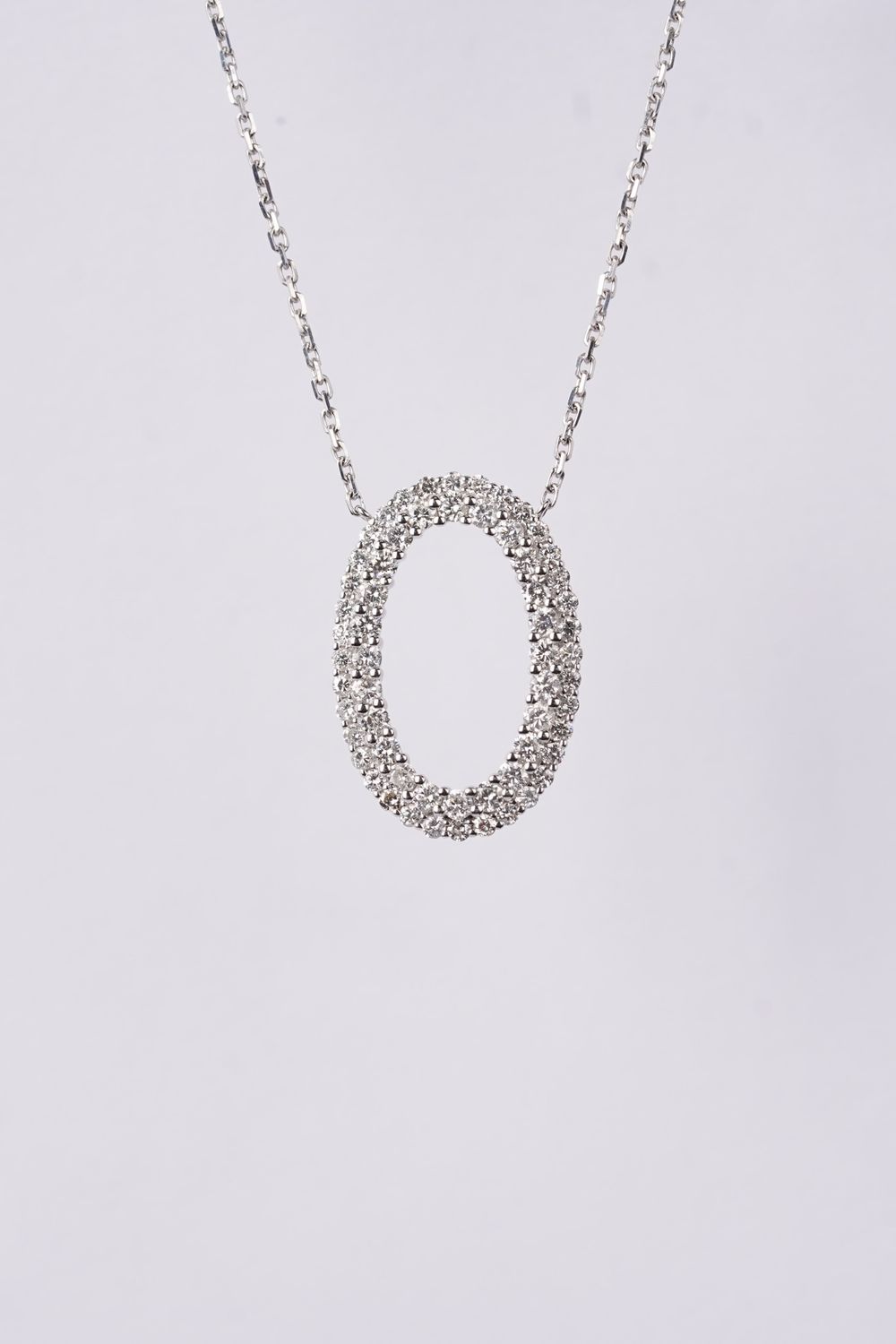 VTRD- 18KW 3.95g .90ctw Diamond Oval Fashion Necklace 16&quot;