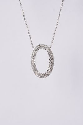 VTRD- 18KW 3.95g .90ctw Diamond Oval Fashion Necklace 16&quot;