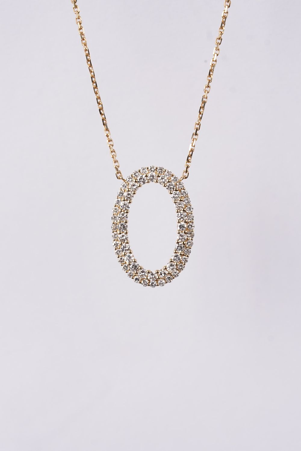VTRD- 18KY 3.95g .90ctw Diamond Oval Fashion Necklace 16&quot;