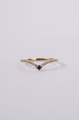VBT- 14KY 1.4g .21ctw Diamond &amp; Sapphire Stackable V-Band (size 7)