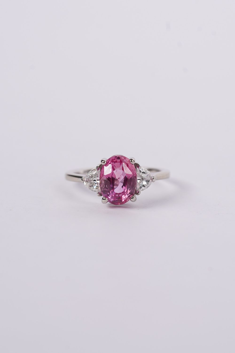 ALTT- 14KW 2.81g 3.42ctw (3.02ctr) Pink Sapphire &amp; Diamond Fashion Ring (size 6.5)
