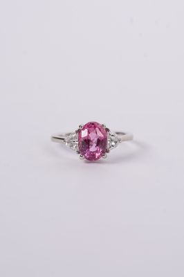 ALTT- 14KW 2.81g 3.42ctw (3.02ctr) Pink Sapphire &amp; Diamond Fashion Ring (size 6.5)