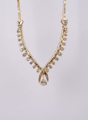 RTPT- Platinum/18KY 42g 11ctw (1.85ctr) L/I1 Pear Diamond Fashion Tennis Necklace 19&quot;