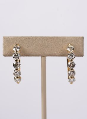 NDTT- 14KY 7.43g 3.50ctw Round Diamond Hoop Earrings