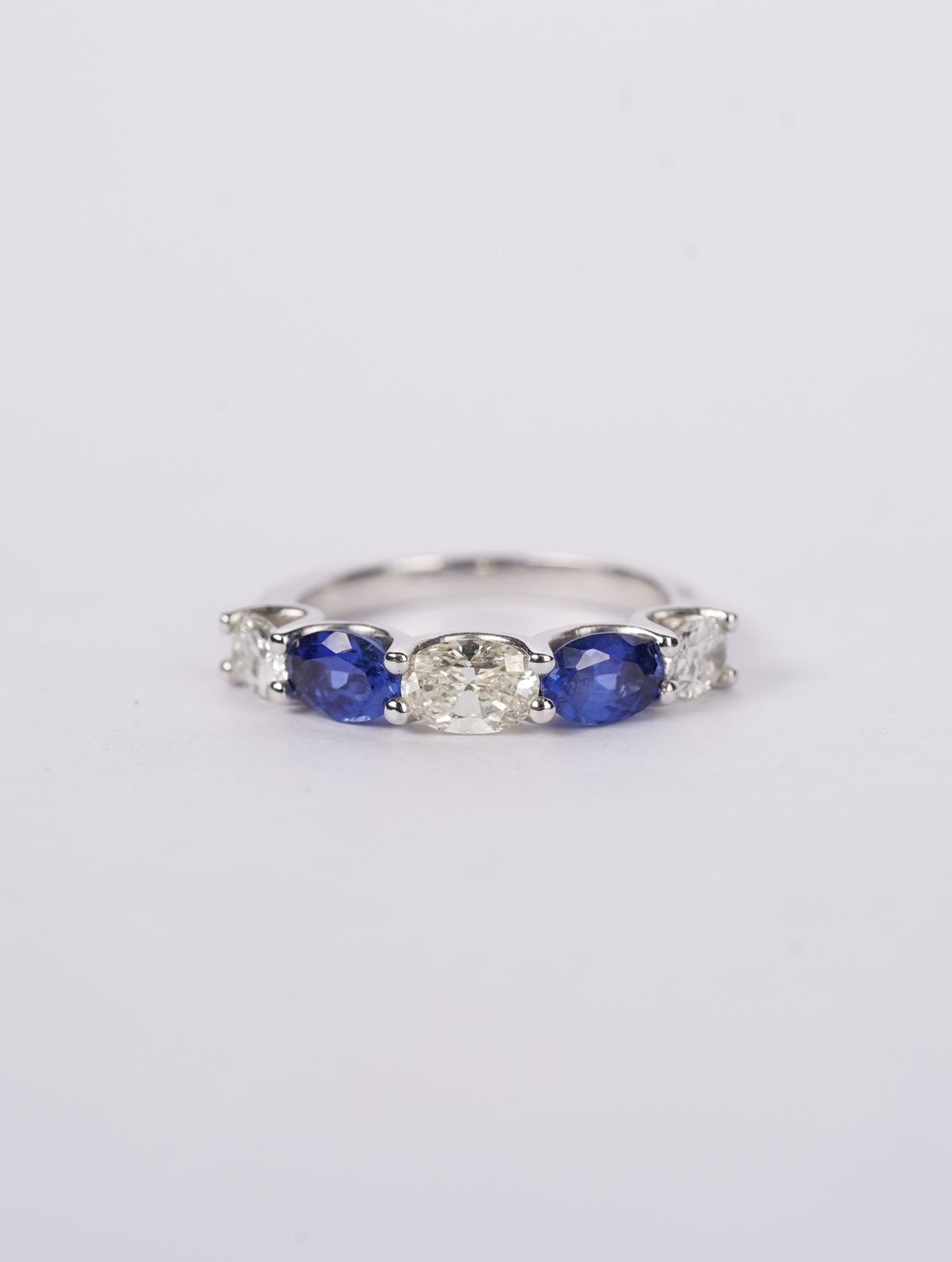 AVTT- 14KW 3.41g 1.00ctw Diamond 1.15ctw Sapphire Stackable Band (size 6)
