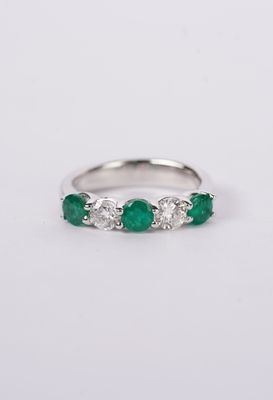 VTLL- 14KW 5.18g 1.76ctw Emerald &amp; Diamond Stackable Band (size 7.5)