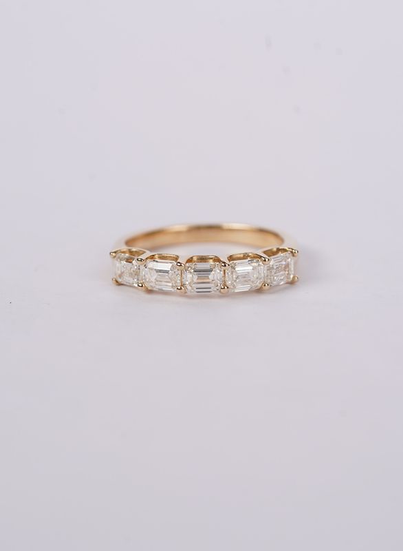 VLNT- 14KY 3.05g 1.50ctw I/VS1 GIA Emerald Diamond Band (size 6)