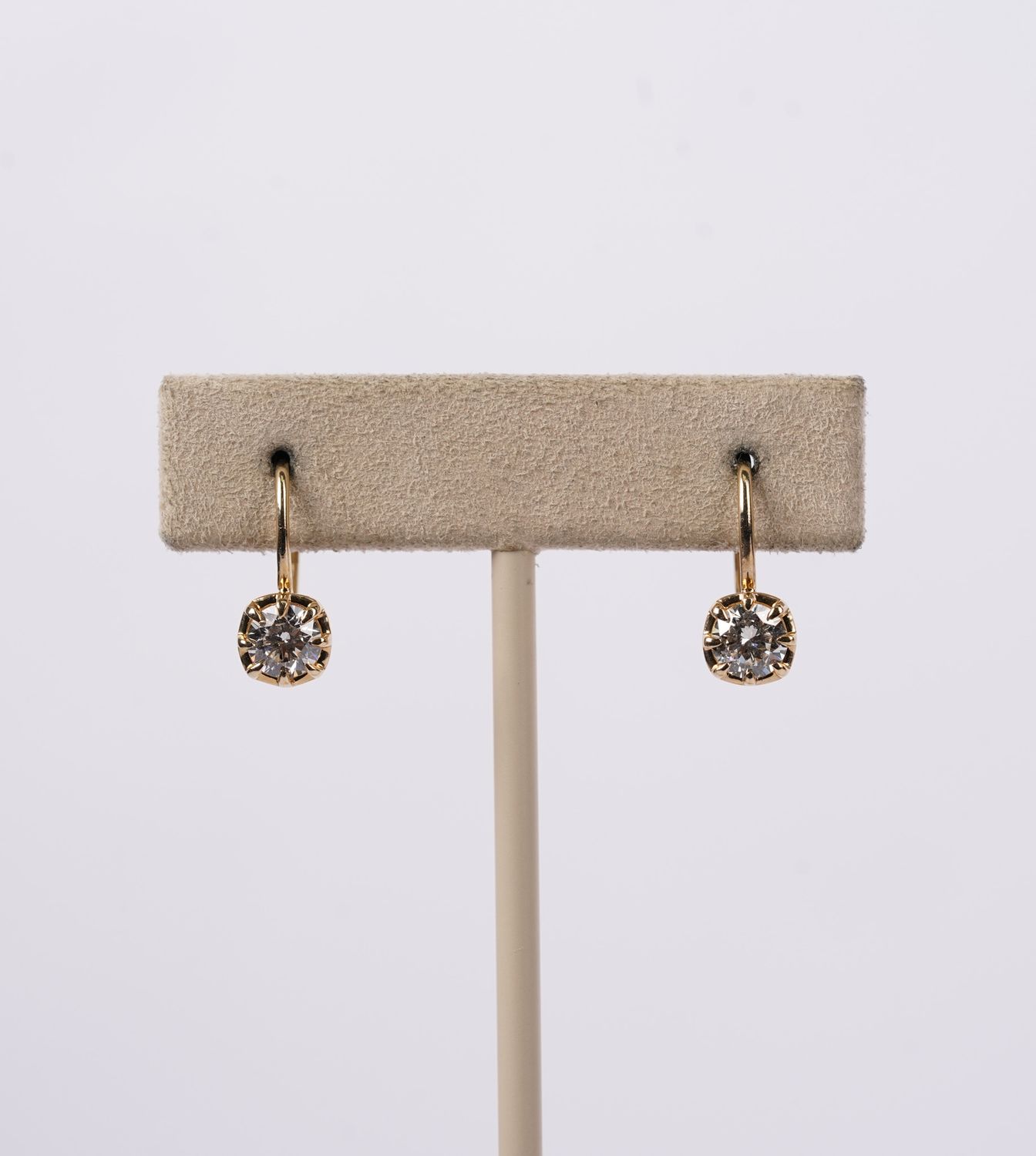 VABE- 14KY 1.82g 1.01ctw J/SI1-SI2 Dangle Solitaire Earrings