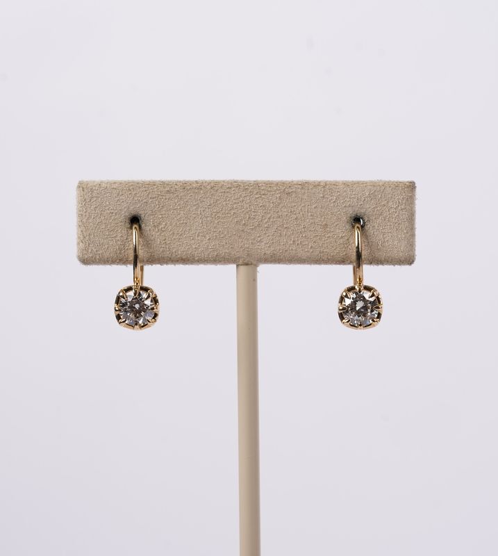 VABE- 14KY 1.82g 1.01ctw J/SI1-SI2 Dangle Solitaire Earrings