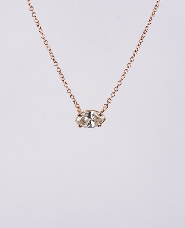 EET- 14KR 1.65g .51ct J/SI2 Marquise Diamond Solitaire Pendant 16&quot;