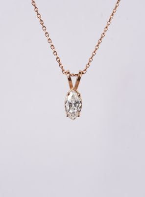 VAET- 14KR 2.53g .77ct F/VS2 Marquise Diamond Solitaire Pendant 18&quot;