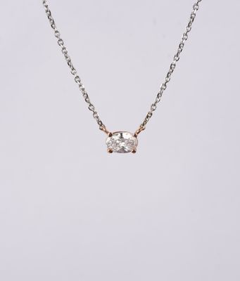 IATX- 14KWR 1.93g .52ct G/SI1 Oval Diamond Solitaire Necklace 16&quot;