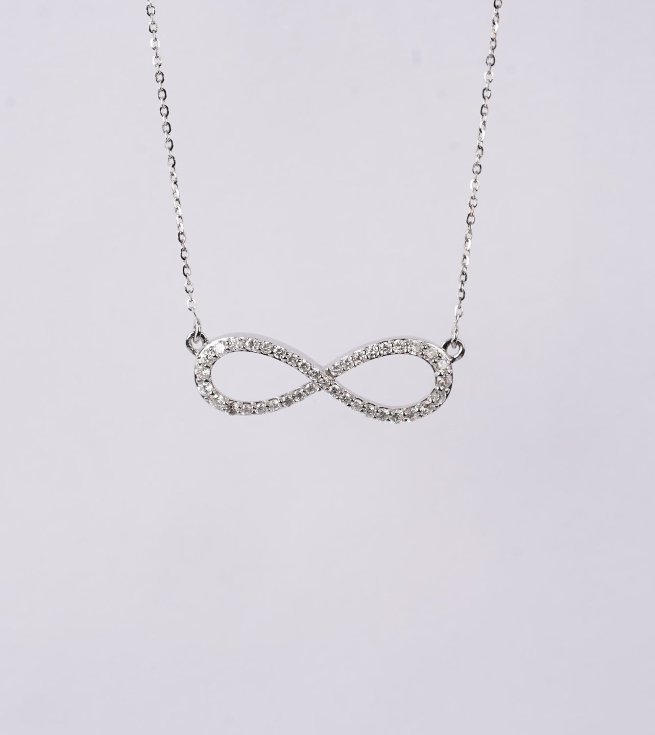 DBE- 14KW 3.00g .50ctw Diamond Infinity Necklace 16-18&quot;