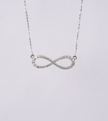 DBE- 14KW 3.00g .50ctw Diamond Infinity Necklace 16-18&quot;
