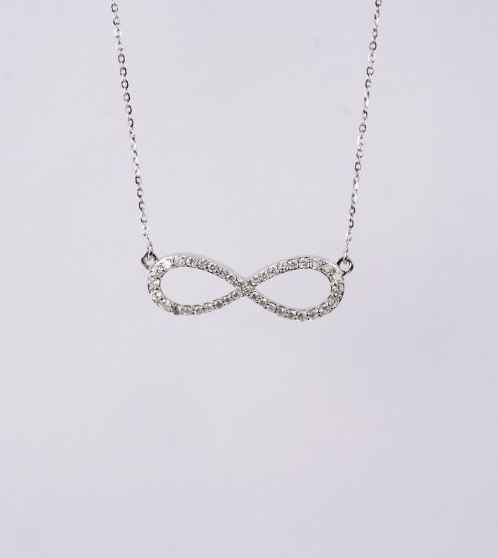 DBE- 14KW 3.00g .50ctw Diamond Infinity Necklace 16-18"