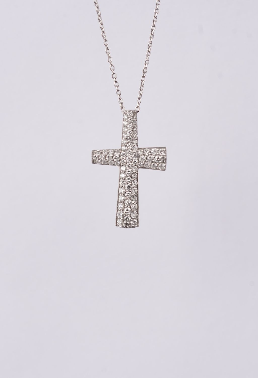 DAT- 18KW 3.45g .50ctw Pave Diamond Cross Pendant 16-18&quot;