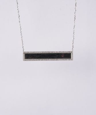 NET- 14KW 3.3g .28ctw Diamond Bar Necklace 16-18&quot;