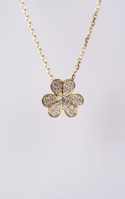 VATT- 18KY 6.41g .80ctw Diamond Frivole Pendant Van Cleef Inspired 16&quot;