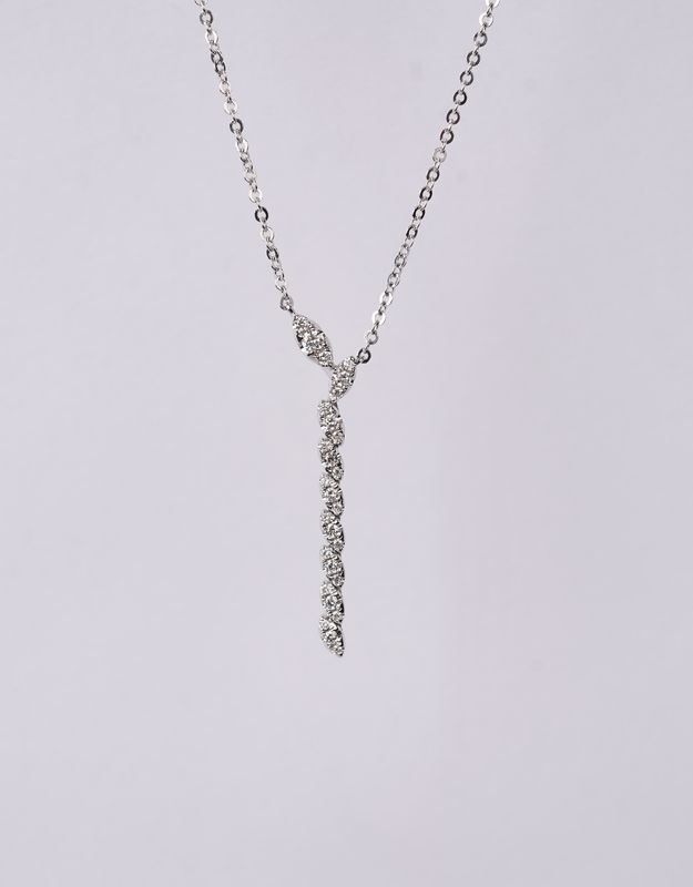 DREX-14KW 3.2g .21ctw Diamond Dangle Necklace16-18&quot;