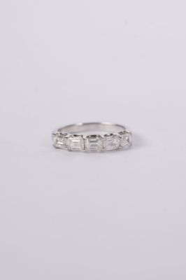 AVVT- 14KW 3.00g 1.50ctw G/VS1 GIA Emerald Diamond Band (size 6)