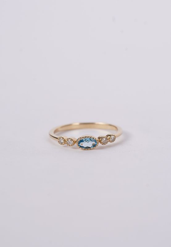 VRI- 14KY 1.6g .10ctw Diamond .22ctw Blue Topaz Fashion Ring (size 7)