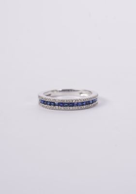 NEI- 14KW 3.47g .24ctw Diamond .60ctw Sapphire Stackable Band (size 7)