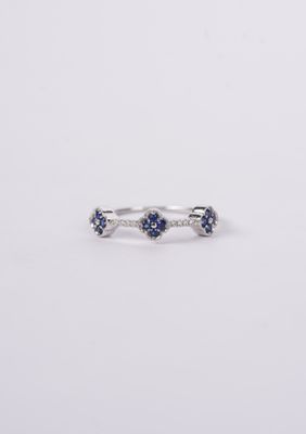 VLI- 14KW 1.68g .10ctw Diamond .23ctw Sapphire Stackable Band (size 6.5)