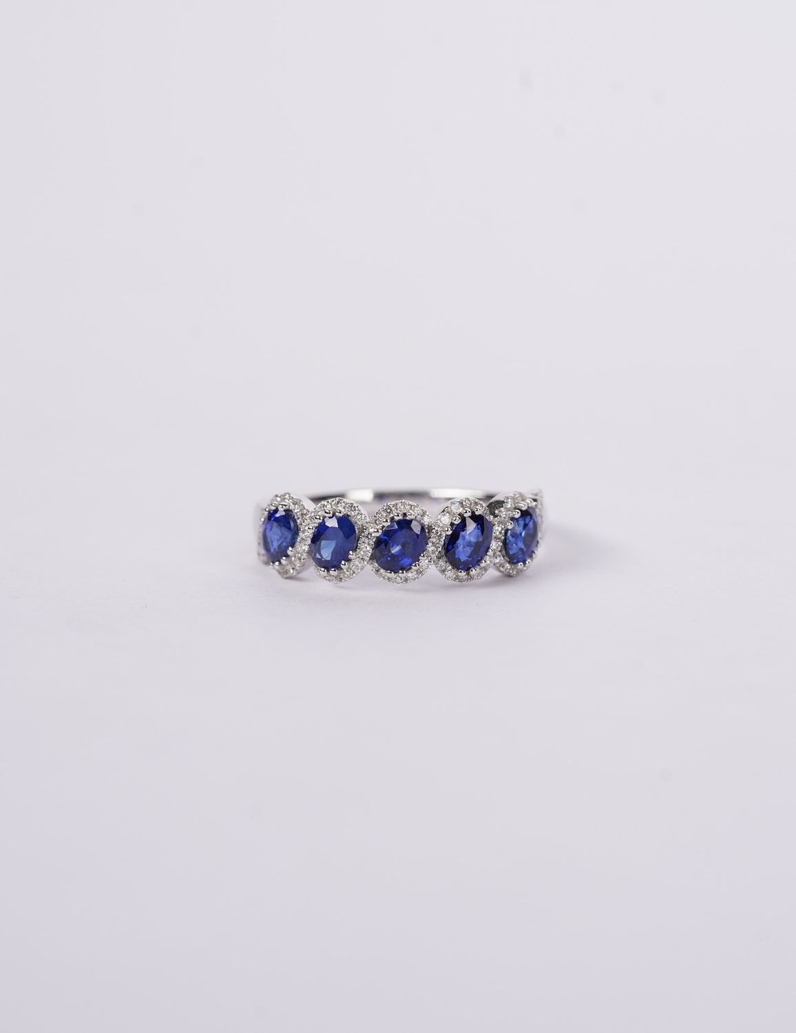 RTI 18KW 3.11g .21ctw Diamond 1.15ctw Blue Sapphire Stackable Ring (size 6.75)